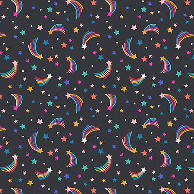 Over The Rainbow fabric: Shooting Stars Black Lewis and Irene