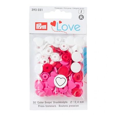 Prym Love Colour Heart Snaps Red Pink & White