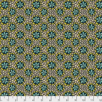 Land Art fabric: Stone Flowers Navy (per 1/4 metre)