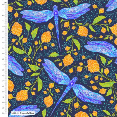 Dragonflies Fabric: Dragonflies, Navy