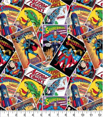 Superheroes Fabric: Superman Comic Stack Toss (per 1/4 metre)