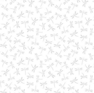 Ramblings Fabric: Dragonflies, White on White