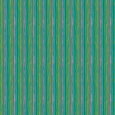 Whiskers Fabric Makower Yarn Stripe Teal