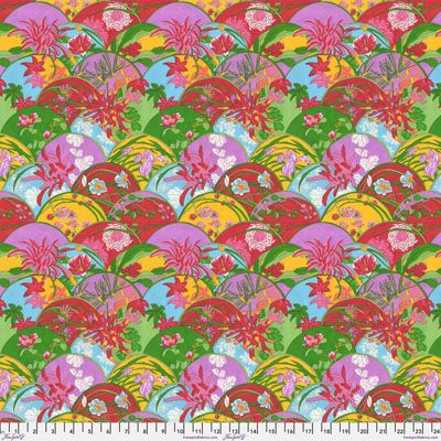 Temple Garden fabric: Floral Fans Multi (per 1/4 metre)