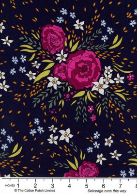 Midnight Meadows Fabric Flower Patch (per 1/4 metre)