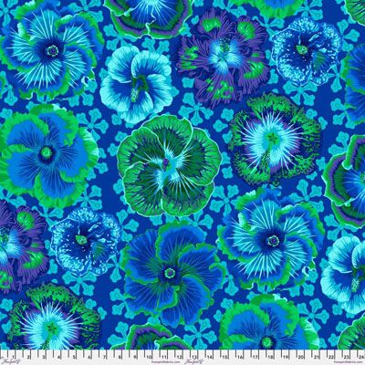 Philip Jacobs Fabric: Floating Hibiscus Blue (per 1/4 metre)