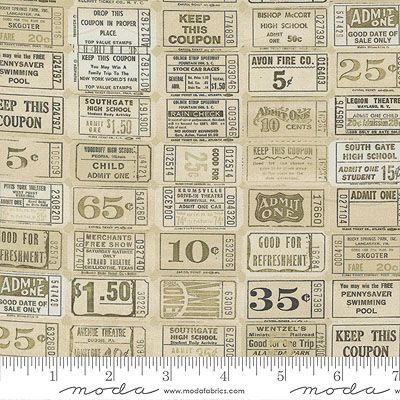 Junk Journal fabric: Ticket Parchment (per 1/4 metre)