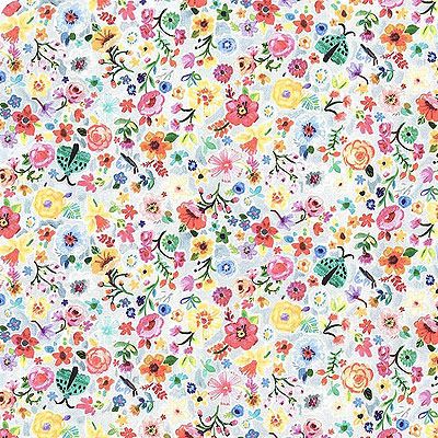 Sun Valley Fabric: Moth Floral Multi (per 1/4 metre)