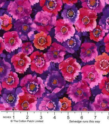 Dragonfly Dance fabrics: Poppies, Purple/Pink