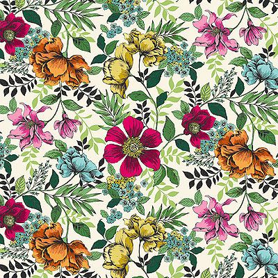 Jewel Tones fabric: Floral Cream (per 1/4 metre)