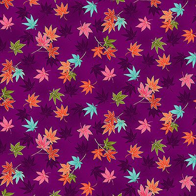 Hikari fabric: Maple Leaves Purple (per 1/4 metre)