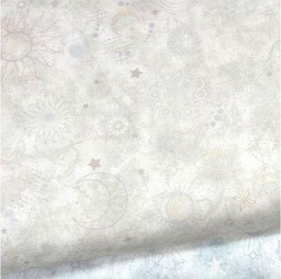 Celestials fabric: Lunar Symbols, Cream