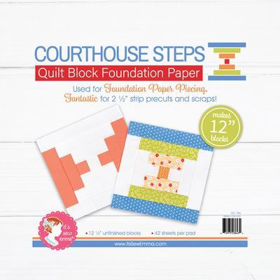 Foundation Piecing Papers: 12 inch Courthouse Steps Block