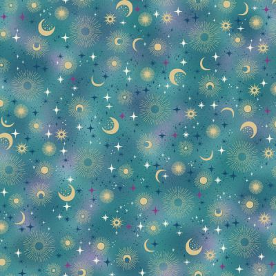 Luna Fabric: Constellation, Teal