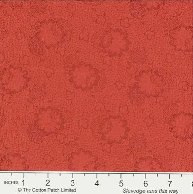 Dutch Heritage fabric:Two Tone Floral Leaf Dark Red (per 1/4 metre)