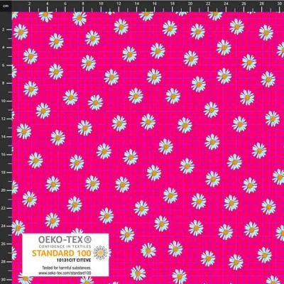 Radiate Life fabrics: Small Daisy on Deep Pink Grid