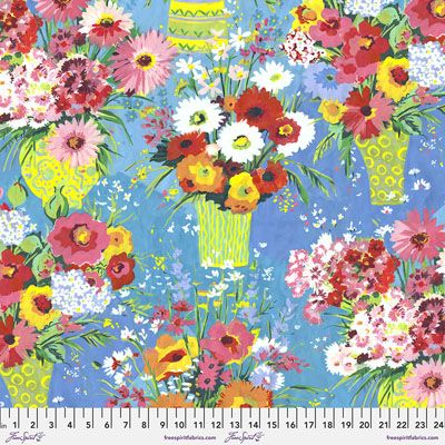 Flowerfields fabric: Sunday Table Blue (per 1/4 metre)