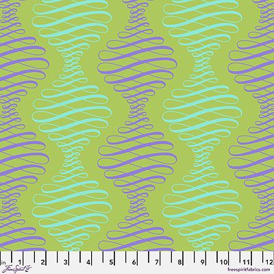 Parisville Tula Pink Deja Vu fabric: Spencer Stripe Pistachio (per 1/4 metre)