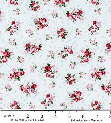 Classic Florals Fabric: Small Rose Posy on Grey (per 1/4 metre)