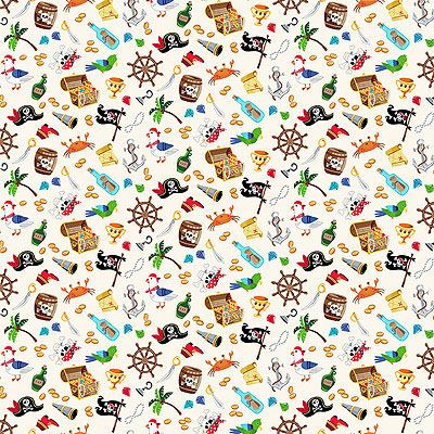 Pirates fabric: Icons Cream (per 1/4 metre)