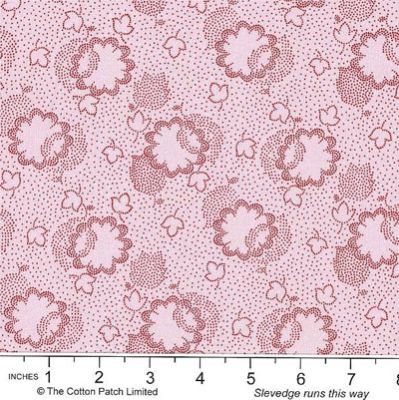 Dutch Heritage fabric: Two Tone Floral Leaf Orchid (per 1/4 metre)