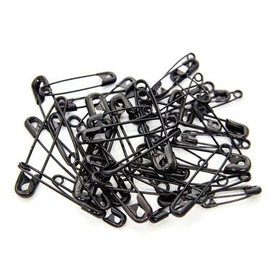 Hemline Gold Assorted Safety Pins Black