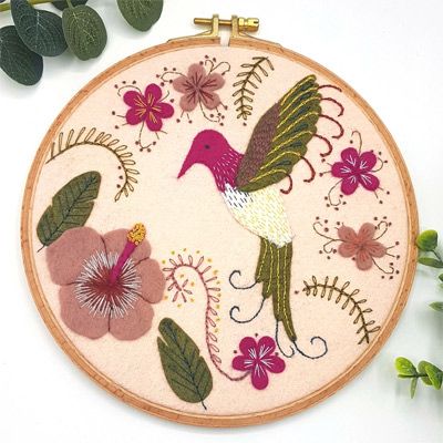 Large 19cm Applique Hoop Kit: Hummingbird