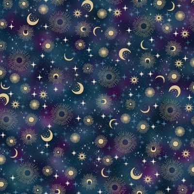 Luna Fabric: Constellation, Blue