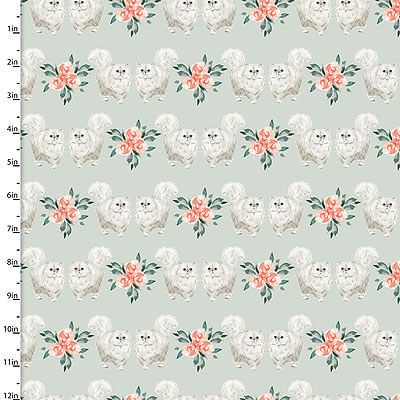 Cats & Dogs fabric: Purrrfect Mint (per 1/4 metre)