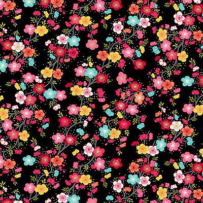 Hikari fabric: Blossom Black (per 1/4 metre)