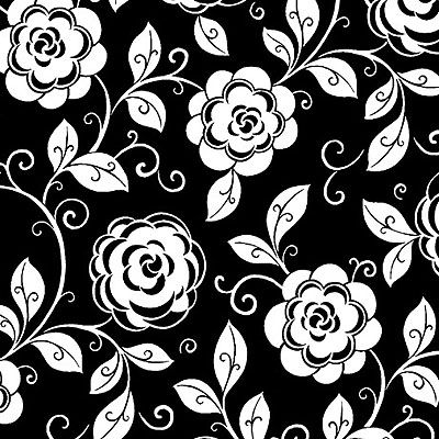 Opposites Attract Fabric: Mod Floral Black (per 1/4 metre)