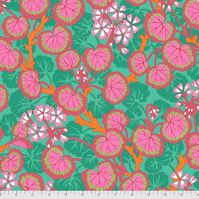 Kaffe Fassett Collective: Climbing Geraniums Duck Egg (per 1/4 metre)