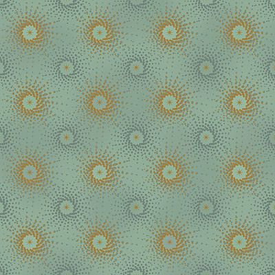 Christmas Wonders: Gold Star Burst on Mint (per 1/4 metre)