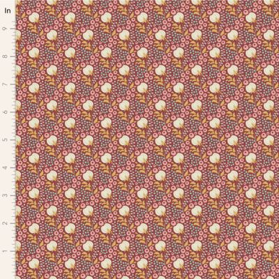 Tilda Sanctuary fabric: Rhubarb and Caramel, Cotton Field Maroon