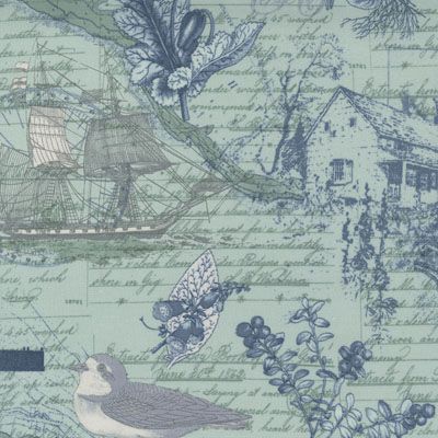 Sister Bay fabric: Bayside Collage Sky (per 1/4 metre)