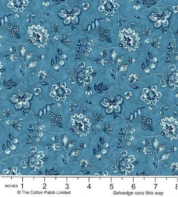 Classic Florals Fabric: Little Jacobean Blue (per 1/4 metre)