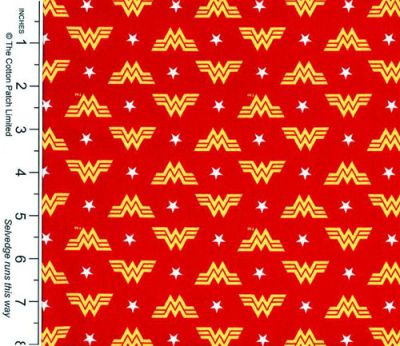 Superheroes Fabric: Wonder Woman Logo, Red