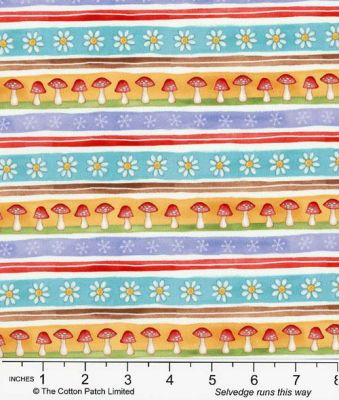 Better Gnomes and Gardens fabric: Mushroom Stripe