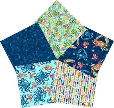 Blooming Ocean fabrics: Fat Quarter Bundle