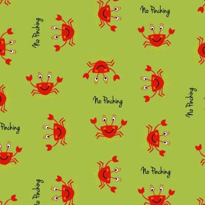 Big Splash Fabric: Crabs on Green (per 1/4 metre)