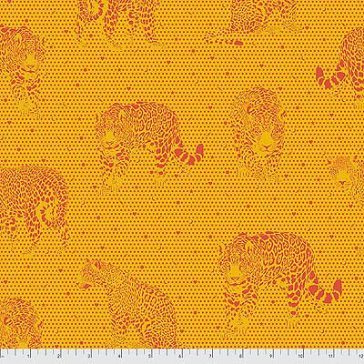 Tula Pink Daydreamer fabric: Lil Jaguars Papaya (per 1/4 metre)