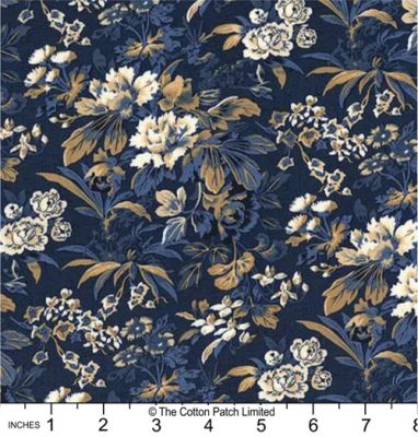 Radiance fabric, Medium Floral, Dark Denim