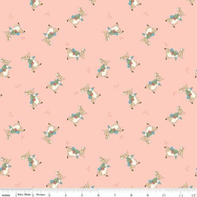 The Tale of Peter Rabbit fabric: Toss Coral