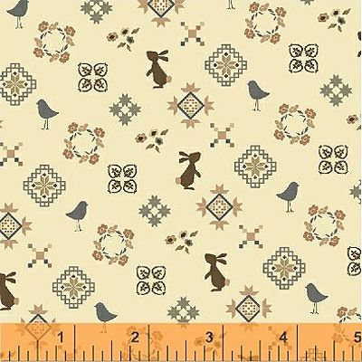 French Armoire fabric: Small Friends Off White (per 1/4 metre)