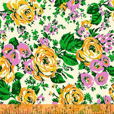 Posy Fabric: Bright Roses Cream (per 1/4 metre)