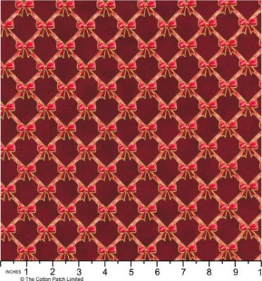 Holiday Flourish, Festive Finery fabric: Diamond Bows, Cranberry