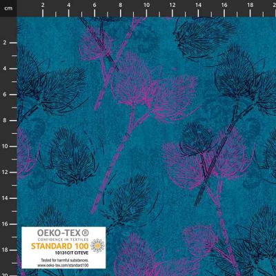 Colour Garden fabrics: Teasels Turquoise