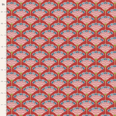 Tilda Pie in the Sky fabric: Tasselflower Red (per 1/4 metre)