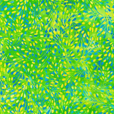 Floral Fantasy Batik: Berry Spray Leaf (per 1/4 metre)