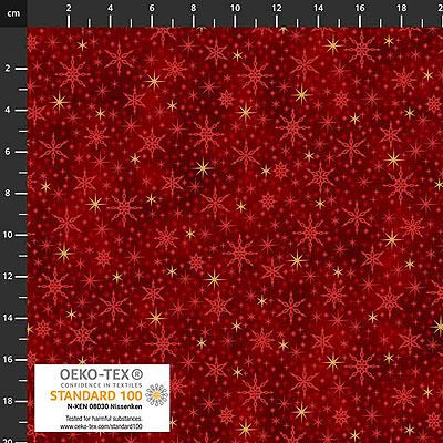 Christmas Wonders fabric: Snowflakes Red (per 1/4 metre)